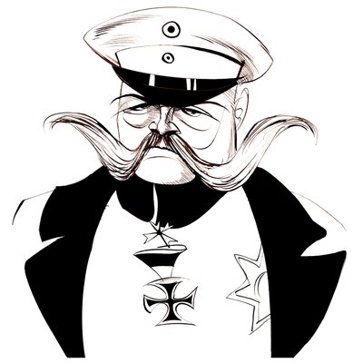 Paul von Hindenburg, Polish-born, German general and president (1847-1934); black-and-white caricature by Neale Osborne